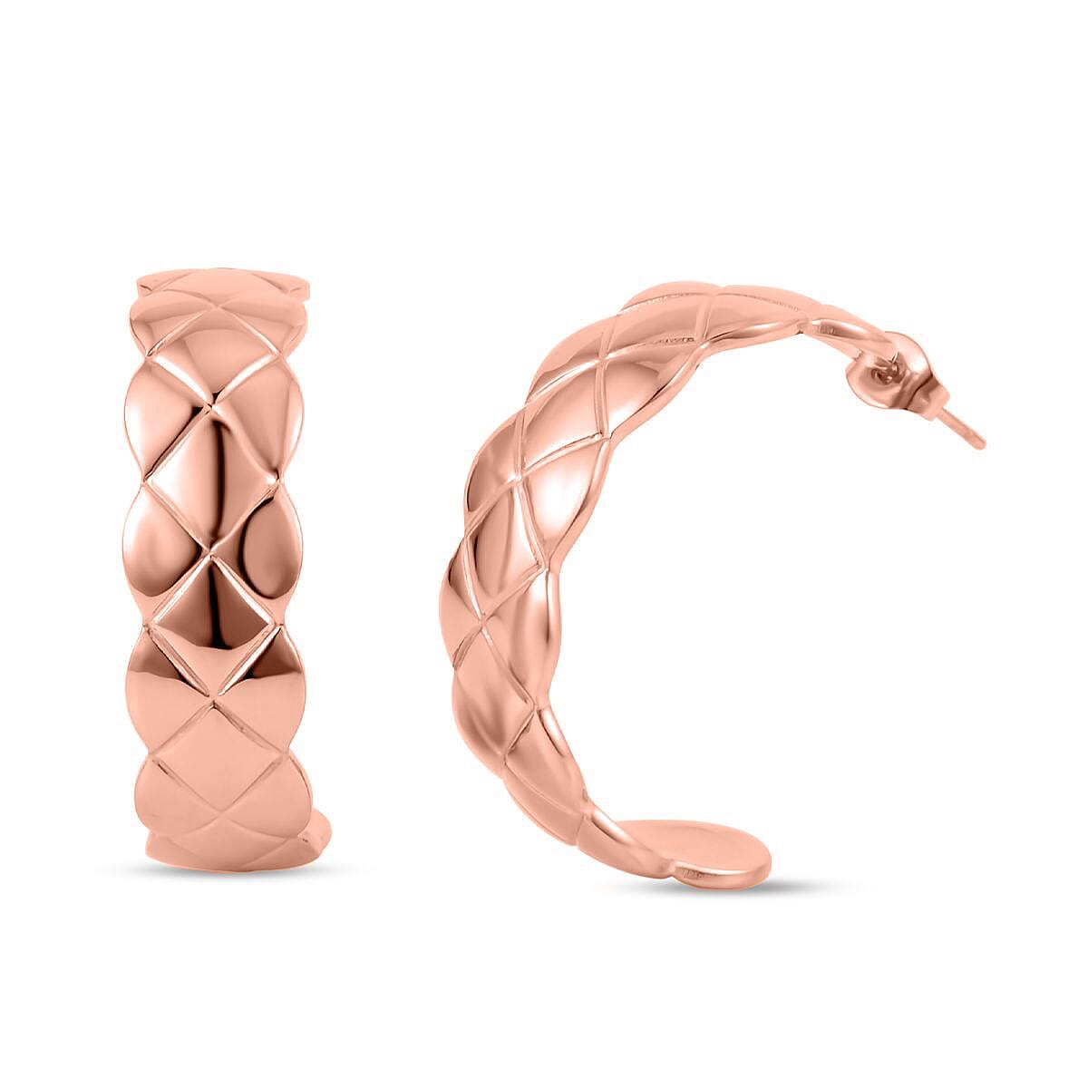 2 Piece Set - Cuff Bangle (Size 7.25) and Earrings in Rose Gold Tone
