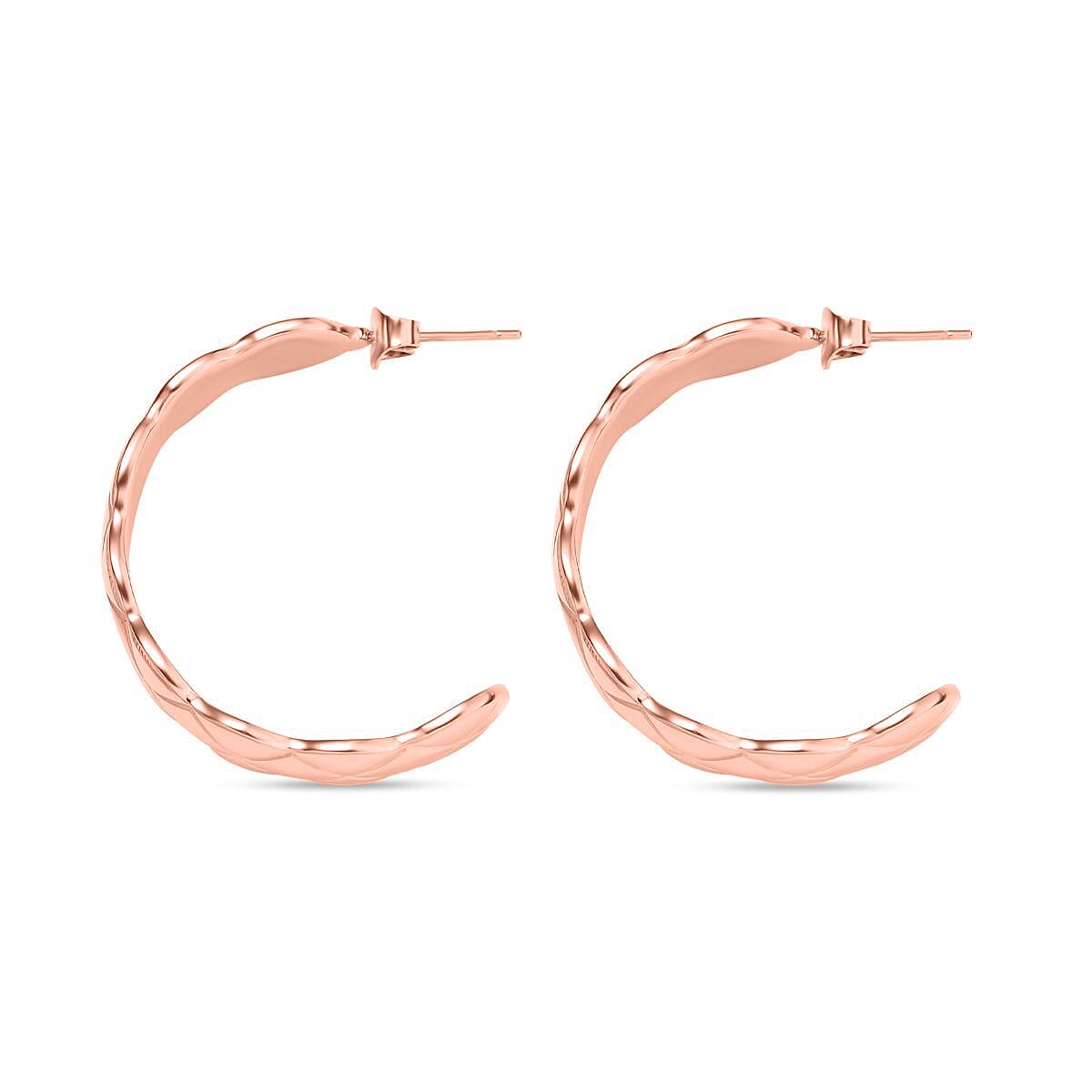2 Piece Set - Cuff Bangle (Size 7.25) and Earrings in Rose Gold Tone