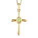 African Ruby Cross Pendant with Chain (Size 20) in Vermeil 18K Yellow Gold Plating Sterling Silver 0.500 Ct.