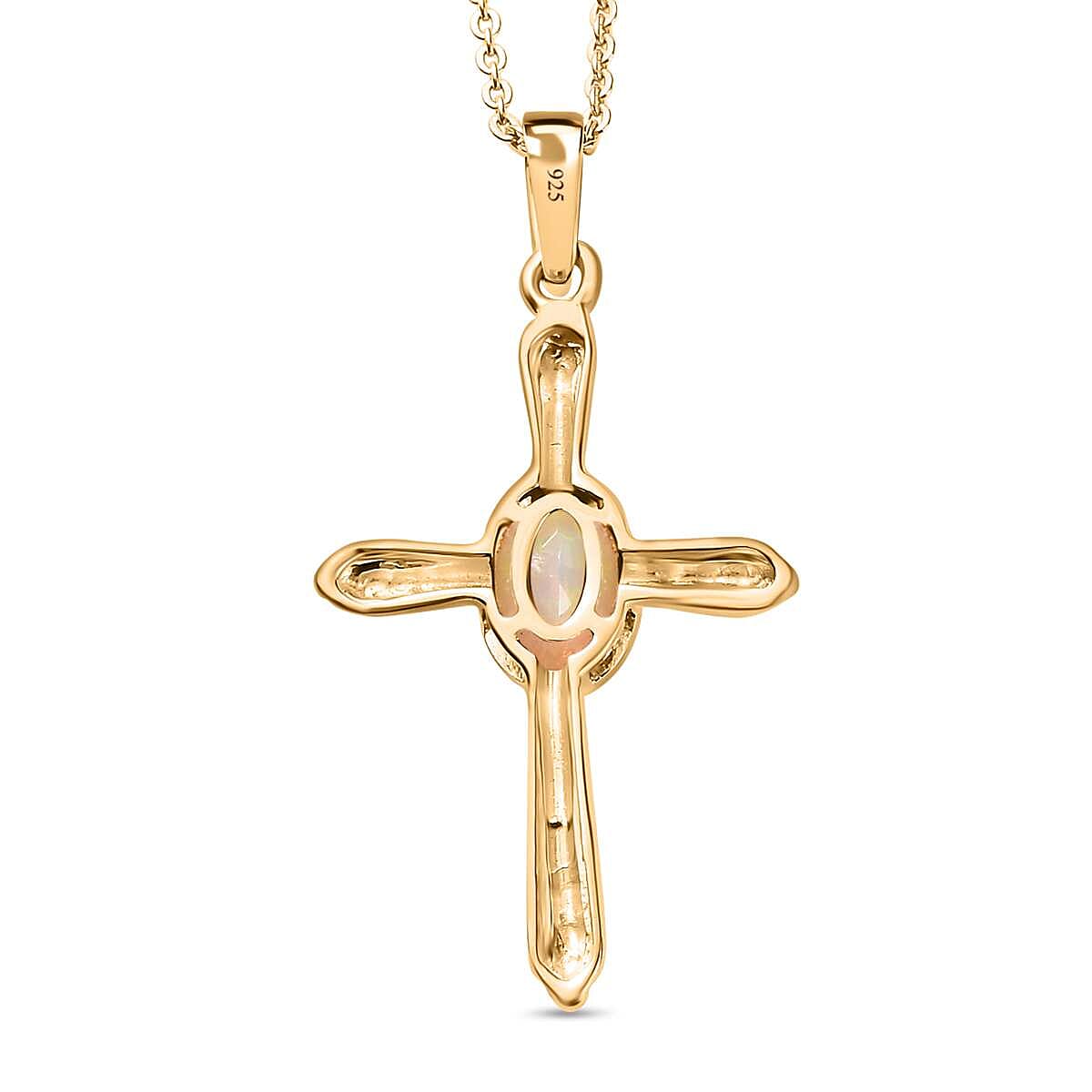 Ethiopian Opal Pendant with Chain (Size 20) in Vermeil YG Sterling Silver  0.500  Ct.