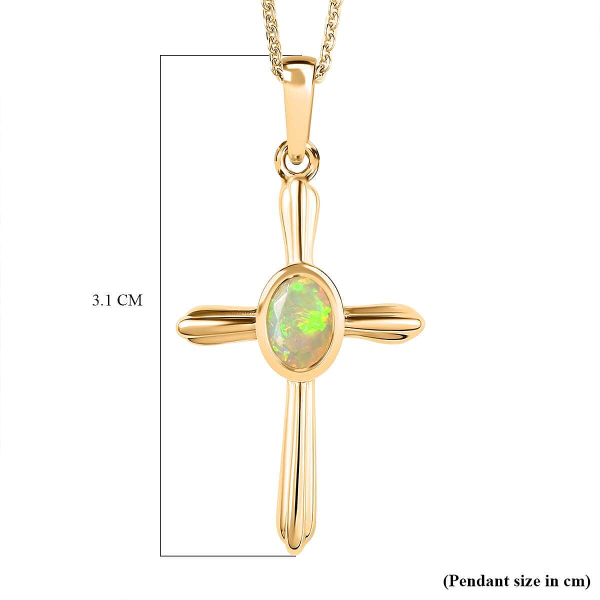 Ethiopian Opal Pendant with Chain (Size 20) in Vermeil YG Sterling Silver  0.500  Ct.