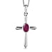 African Ruby Cross Pendant with Chain (Size 20) in  in Platinum Overlay Sterling Silver 0.500 Ct.