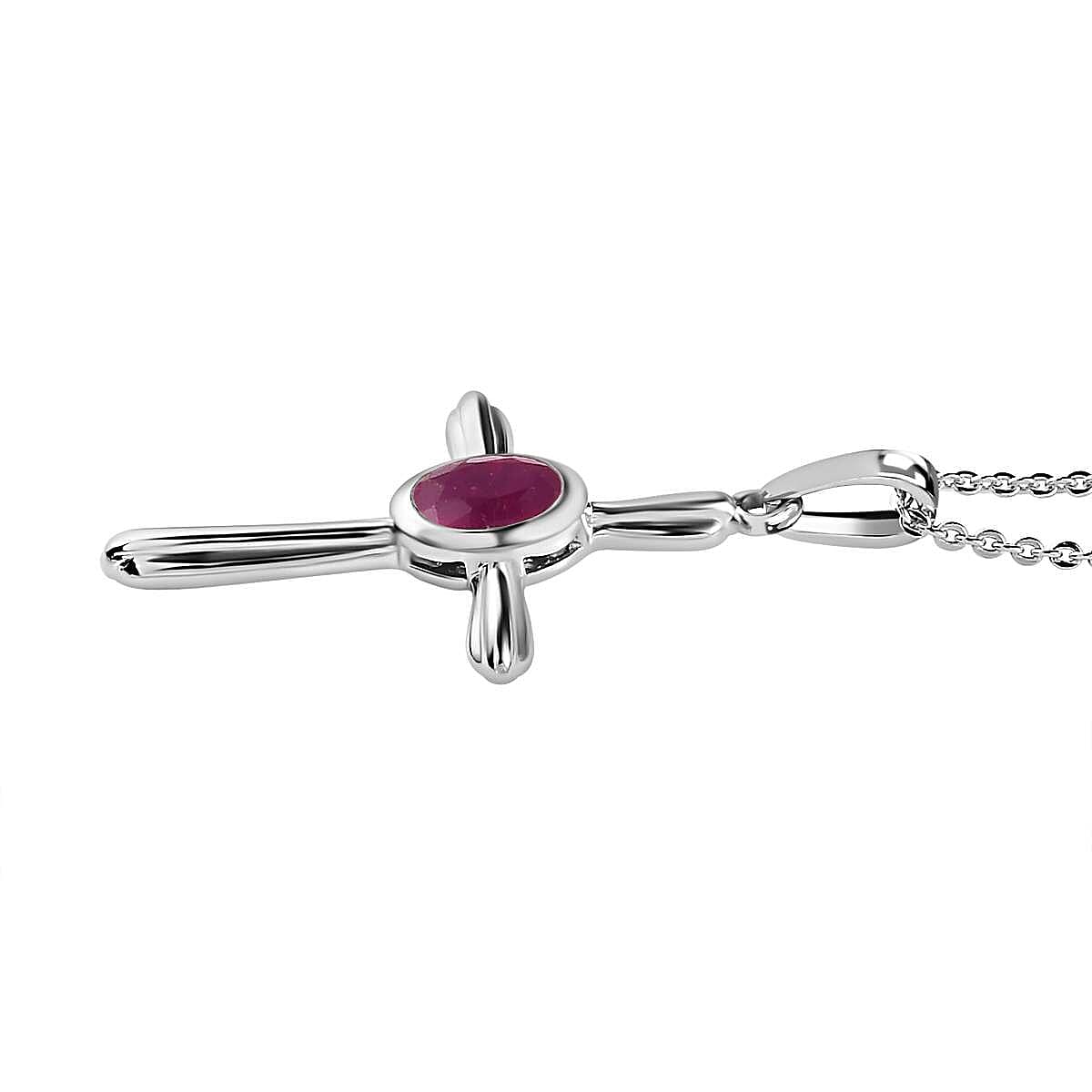 African Ruby Pendant with Chain (Size 20) in Platinum Overlay Sterling Silver  0.500  Ct.