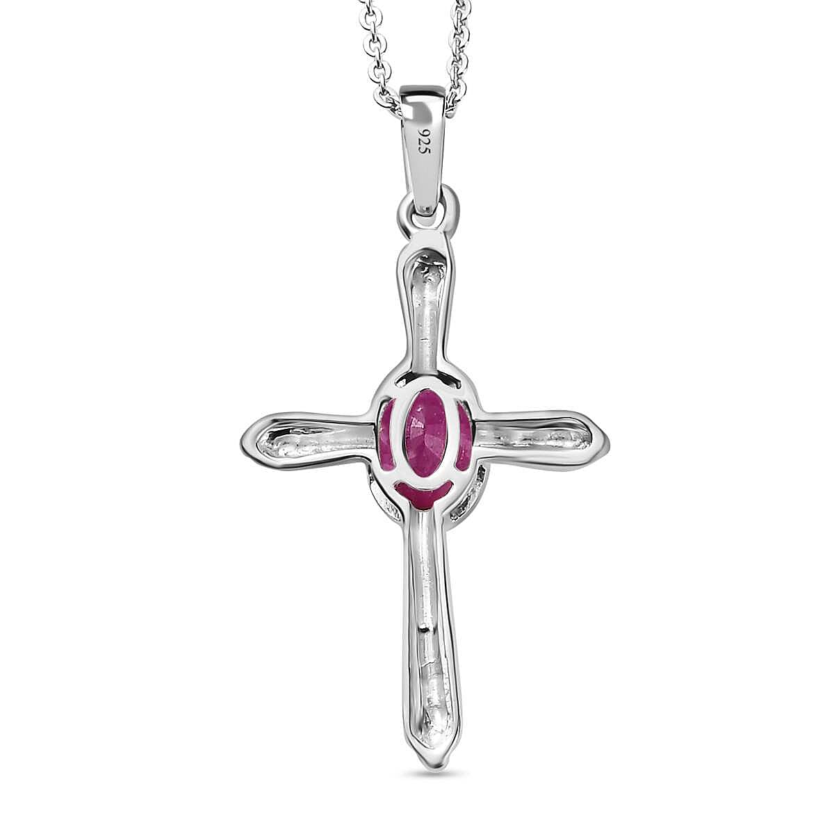 African Ruby Pendant with Chain (Size 20) in Platinum Overlay Sterling Silver  0.500  Ct.