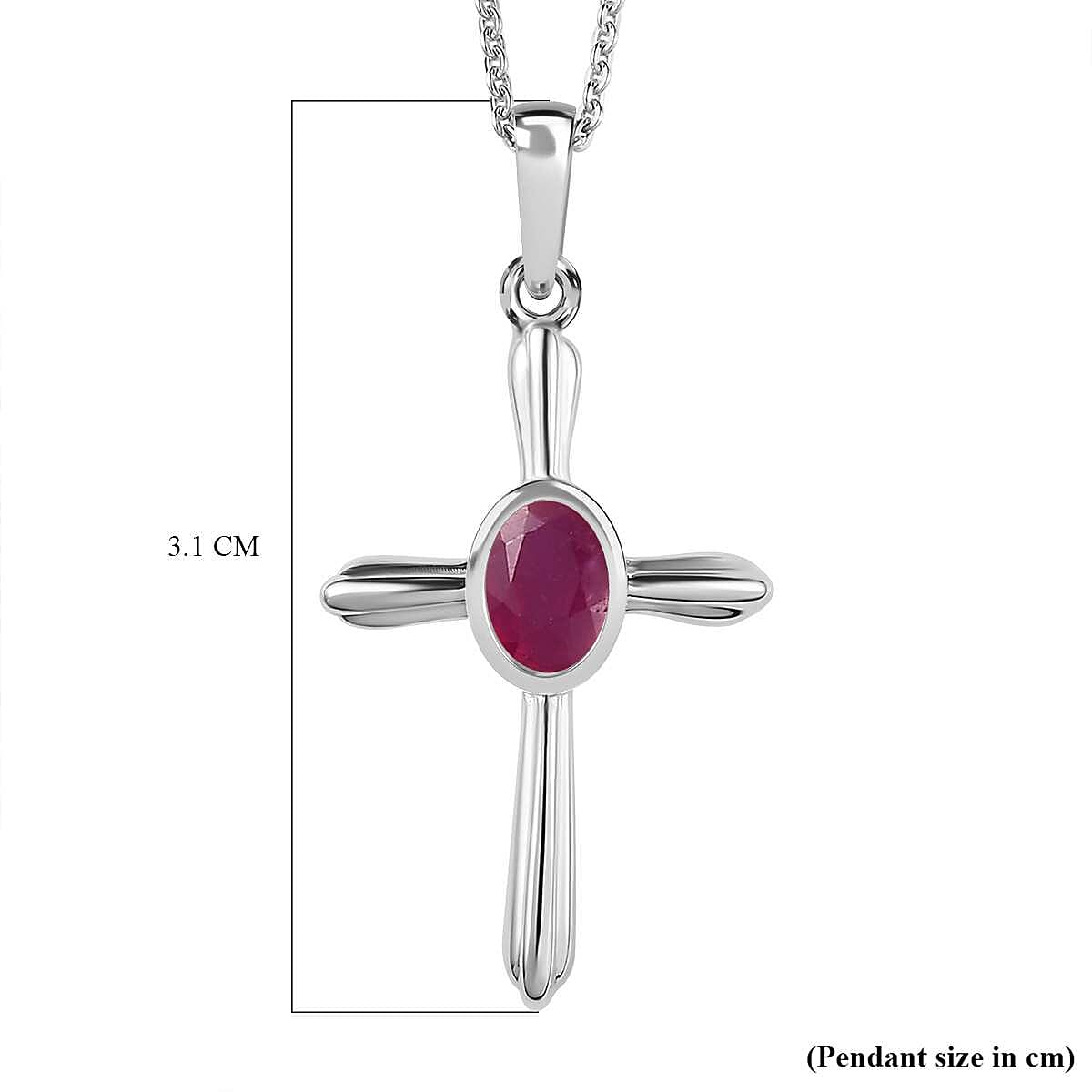 African Ruby Pendant with Chain (Size 20) in Platinum Overlay Sterling Silver  0.500  Ct.