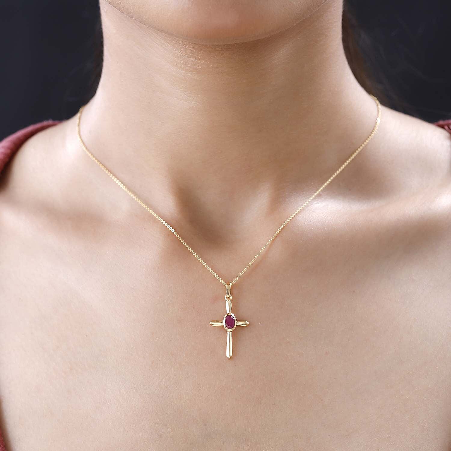 African Ruby Pendant with Chain (Size 20) in Vermeil YG Sterling Silver  0.500  Ct.