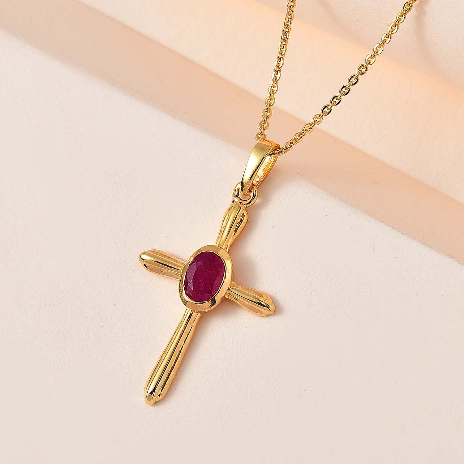 African Ruby Pendant with Chain (Size 20) in Vermeil YG Sterling Silver  0.500  Ct.