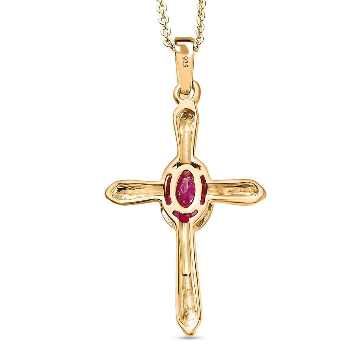 African Ruby Pendant with Chain (Size 20) in Vermeil YG Sterling Silver  0.500  Ct.