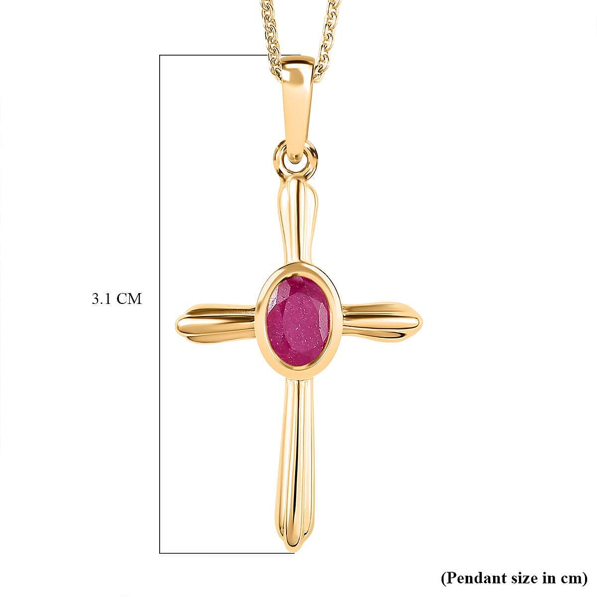 African Ruby Pendant with Chain (Size 20) in Vermeil YG Sterling Silver  0.500  Ct.