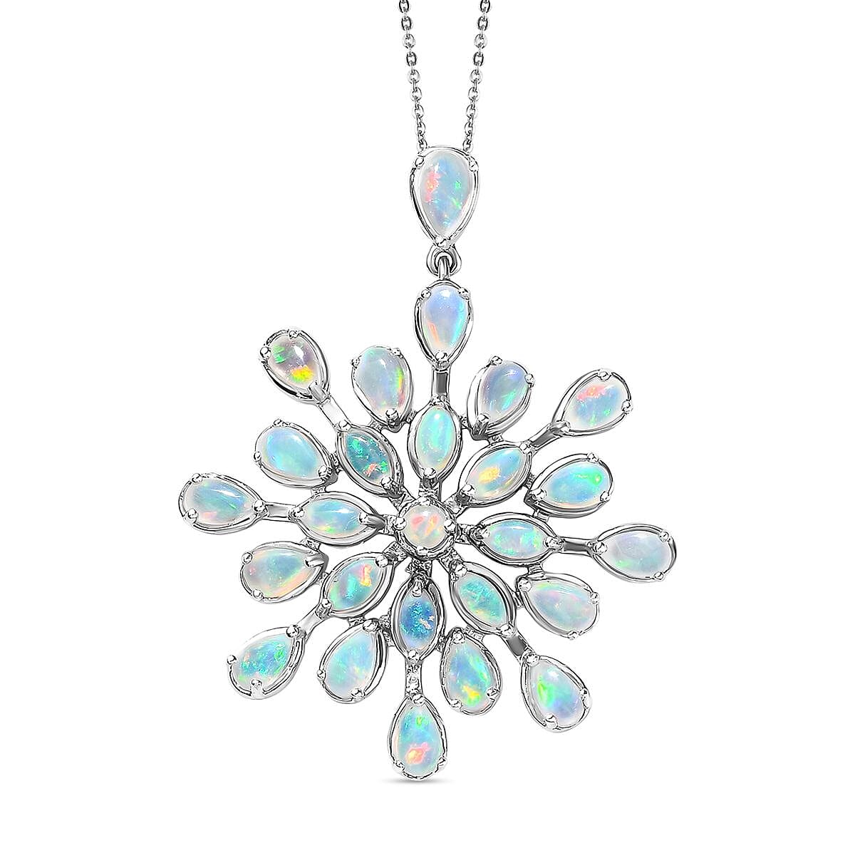 Ethiopian Welo Opal Pendant with Chain in Platinum Overlay Sterling Silver 3.92 Ct, Silver Wt 7.86 GM