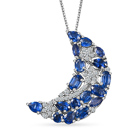 GP Celestial Dream Collection - Kashmir Kyanite Pendant with Chain (Size 20) in Platinum Overlay Sterling Silver 3.94 Ct, Silver Wt. 6.04 Gms