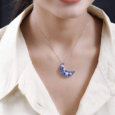 GP Celestial Dream Collection - Kashmir Kyanite Pendant with Chain (Size 20) in Platinum Overlay Sterling Silver 3.94 Ct, Silver Wt. 6.04 Gms
