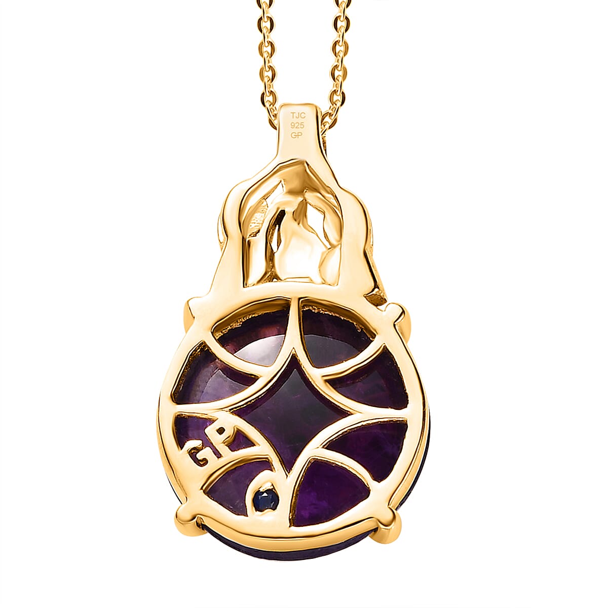 GP Italian Garden Collection - Amethyst & Natural Chrome Diopside Pendant with Chain (Size 20) in 18K Vermeil Yellow Gold Plated Sterling Silver 11.46 Ct, Silver Wt. 7.00 Gms