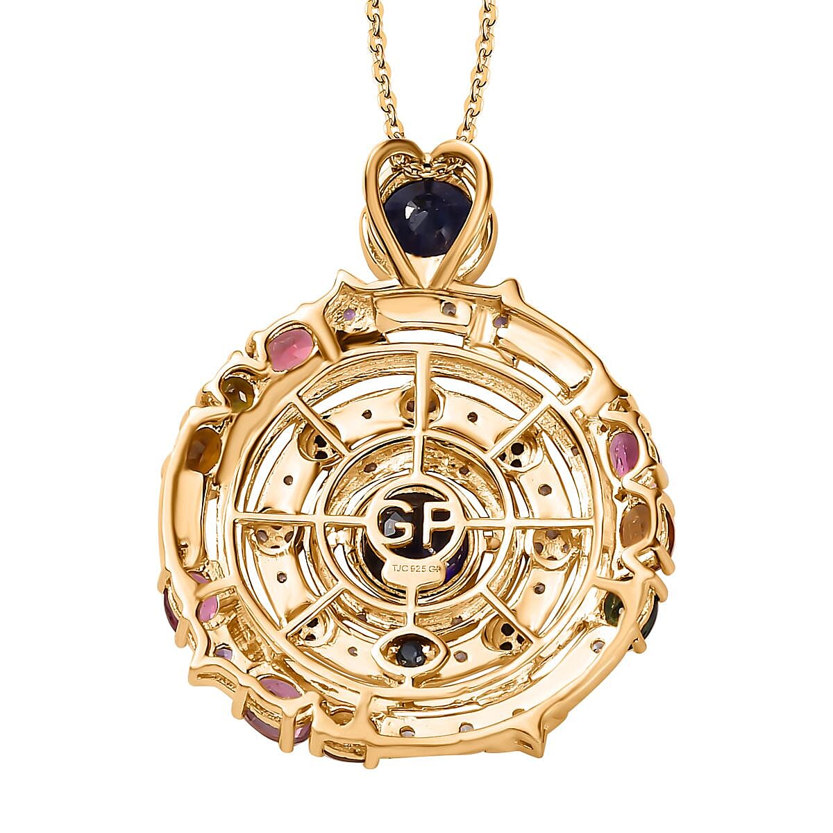 GP Celestial Dream Collection - Masoala Sapphire & Multi Gemstone Pendant with Chain (Size 20) in Platinum Overlay Sterling Silver 4.85 Ct, Silver Wt. 7.26 Gms