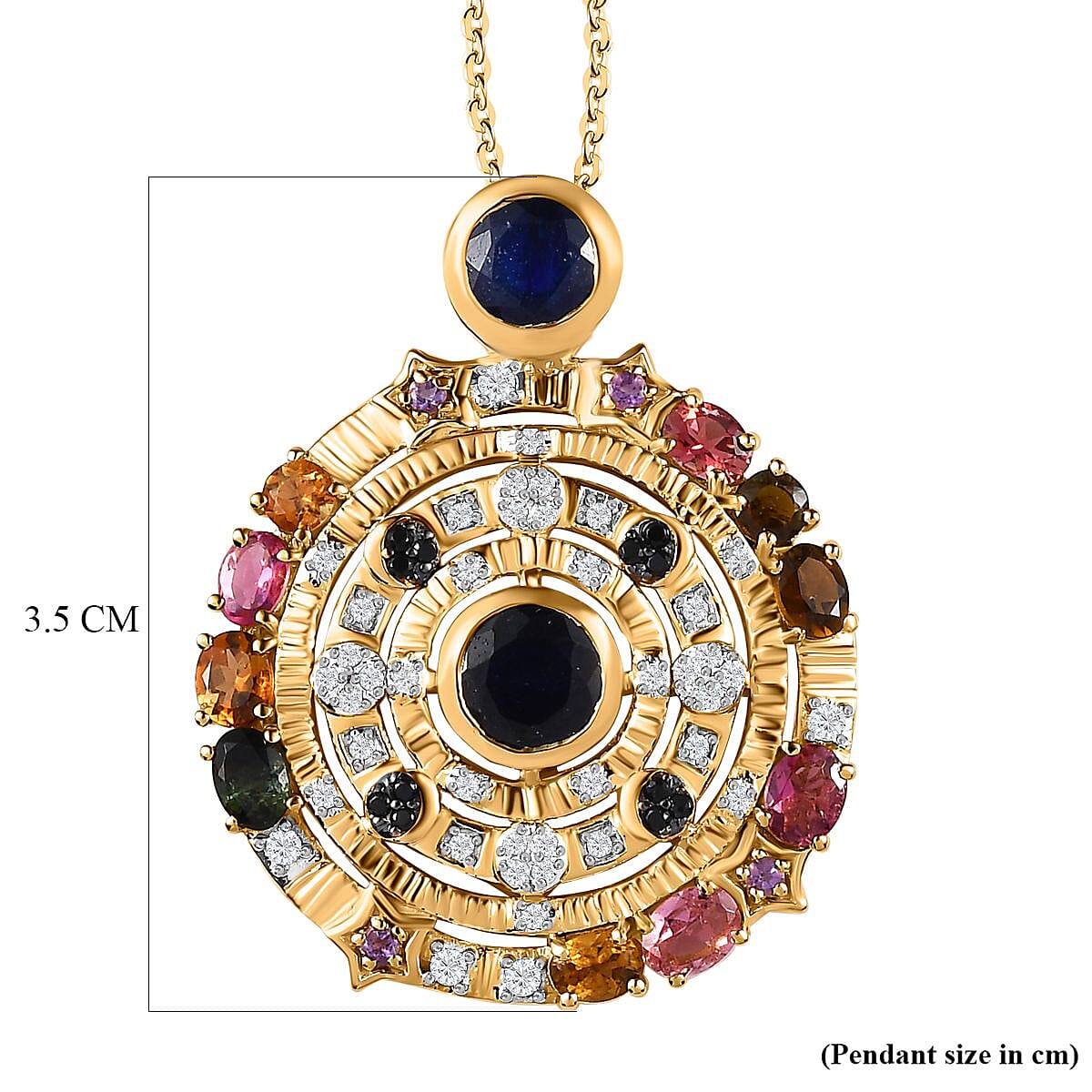 GP Celestial Dream Collection - Masoala Sapphire & Multi Gemstone Pendant with Chain (Size 20) in Platinum Overlay Sterling Silver 4.85 Ct, Silver Wt. 7.26 Gms