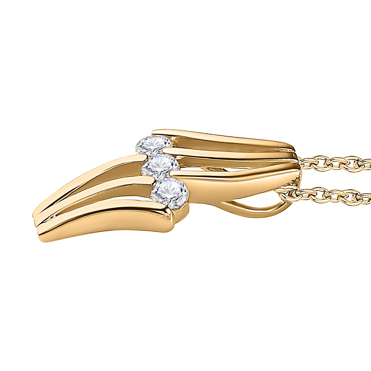 NY Closeout- Cubic Zirconia Pendant with Chain (Size 20) in 14K Gold Overlay Sterling Silver 1.35 Ct.