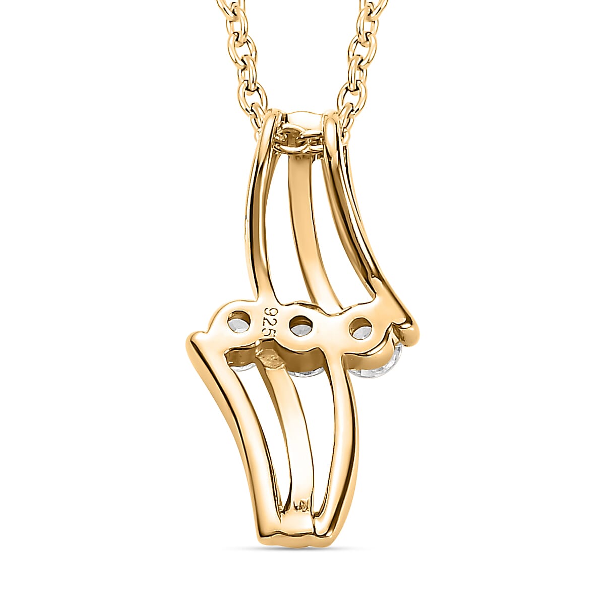 NY Closeout- Cubic Zirconia Pendant with Chain (Size 20) in 14K Gold Overlay Sterling Silver 1.35 Ct.
