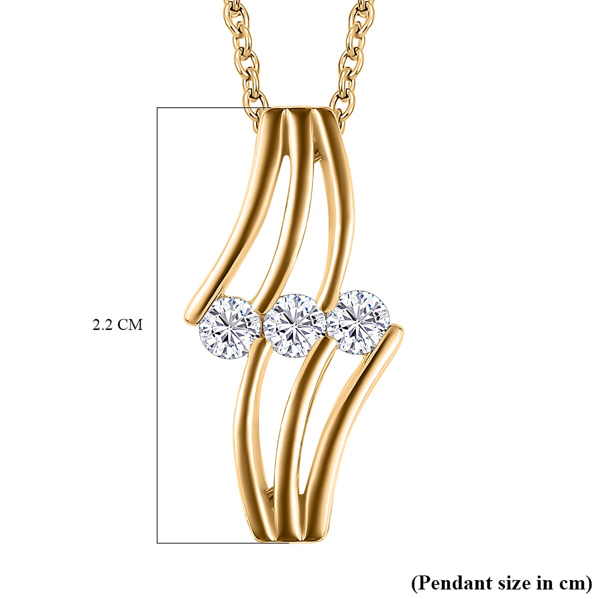 NY Closeout- Cubic Zirconia Pendant with Chain (Size 20) in 14K Gold Overlay Sterling Silver 1.35 Ct.