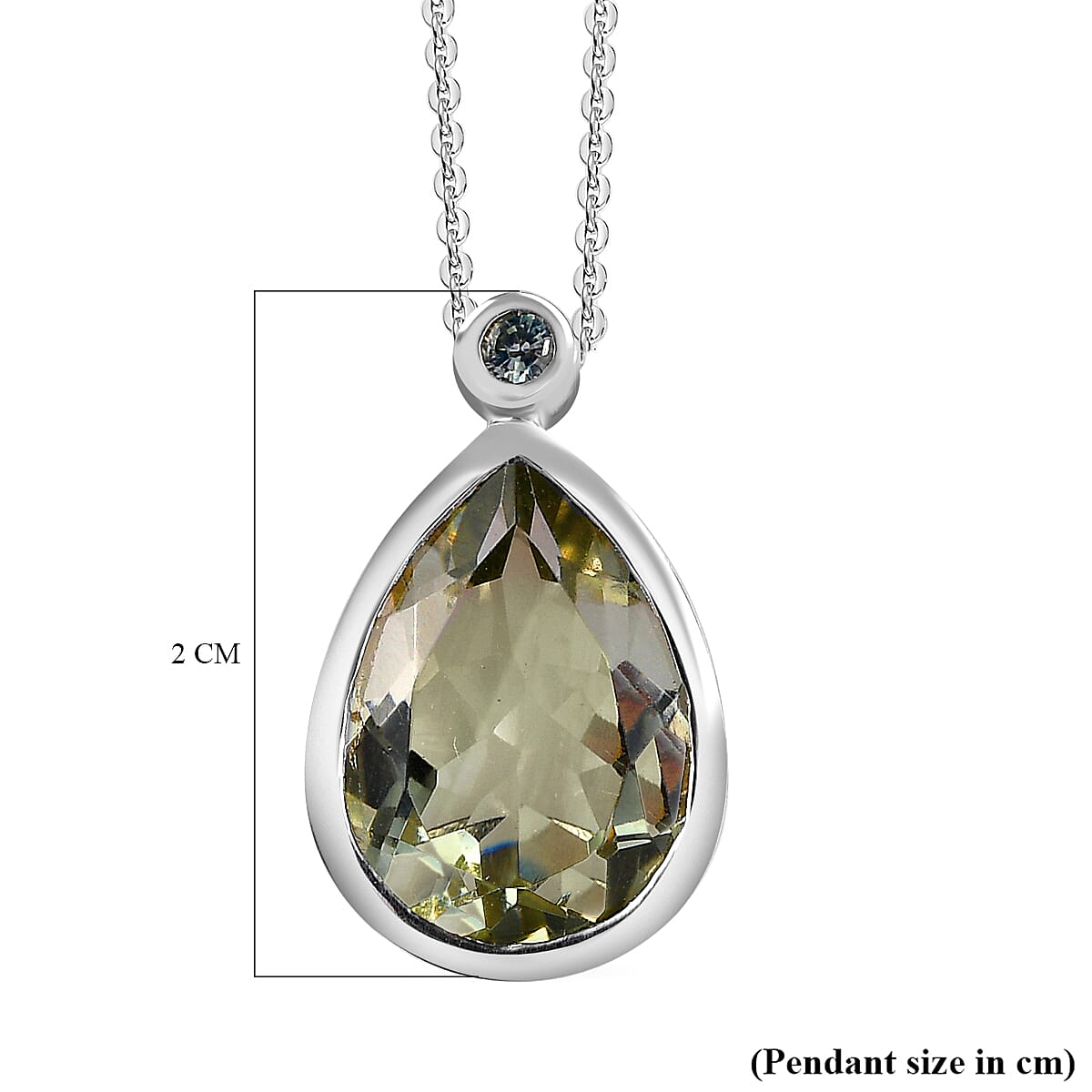 Prasiolite and Green Sapphire Pendant with Chain (Size 20) in Platinum Overlay Sterling Silver 4.87 Ct.