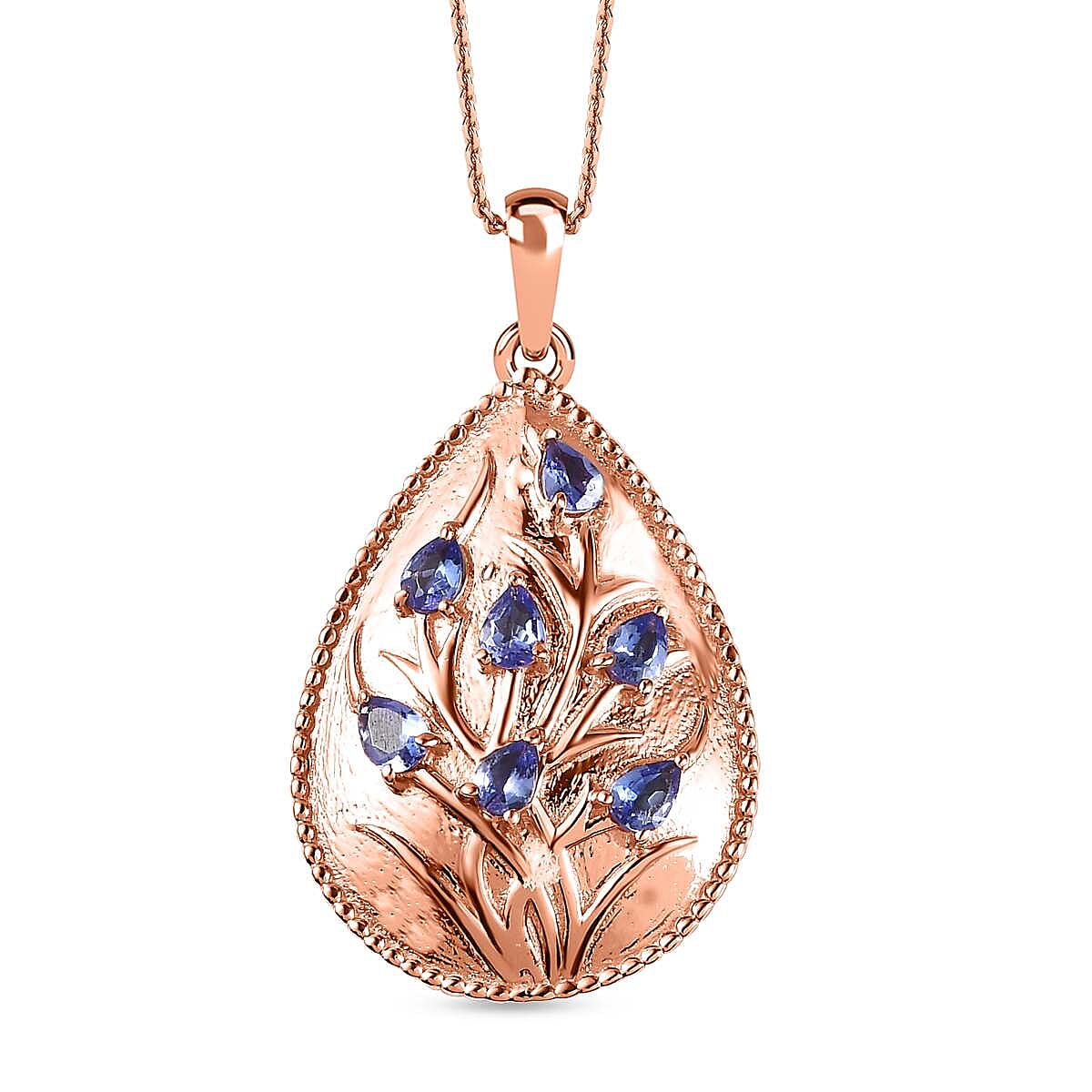 Tanzanite Pendant with Chain (Size 20) in Vermeil RG Sterling Silver  Wt. 8.3 Gms  0.980  Ct.