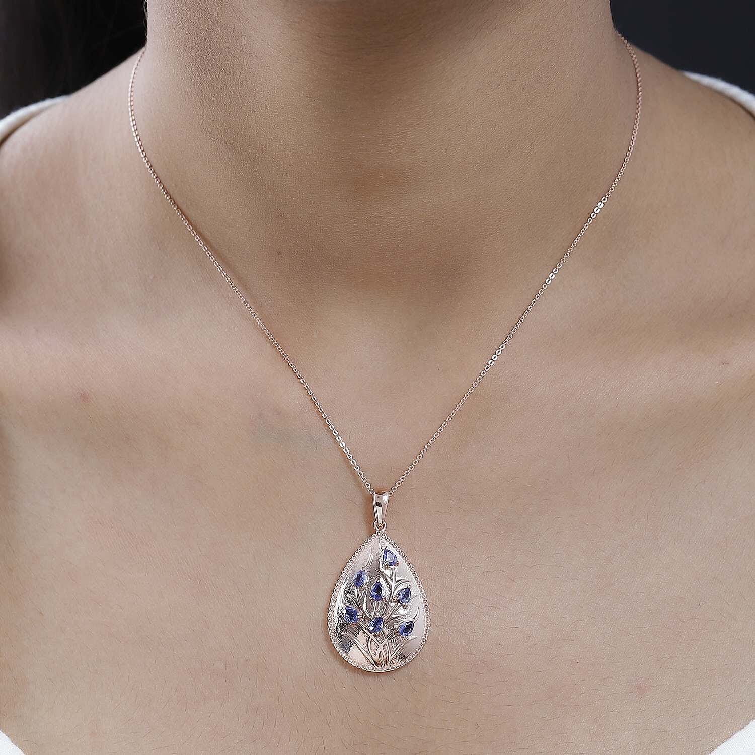 Tanzanite Pendant with Chain (Size 20) in Vermeil RG Sterling Silver  Wt. 8.3 Gms  0.980  Ct.