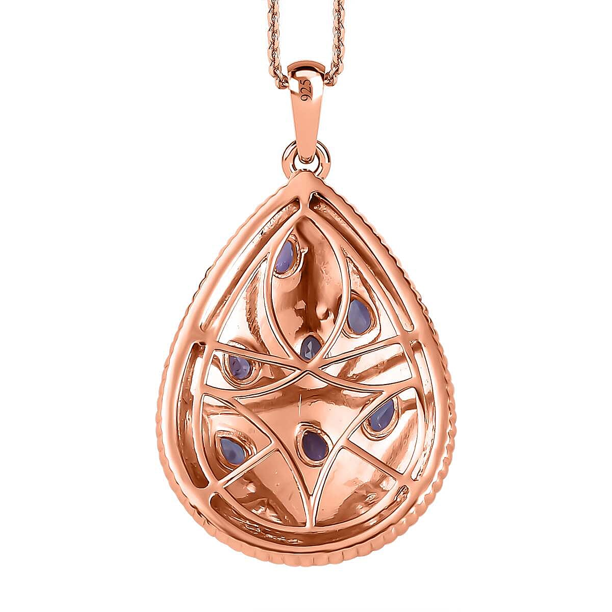 Tanzanite Pendant with Chain (Size 20) in Vermeil RG Sterling Silver  Wt. 8.3 Gms  0.980  Ct.