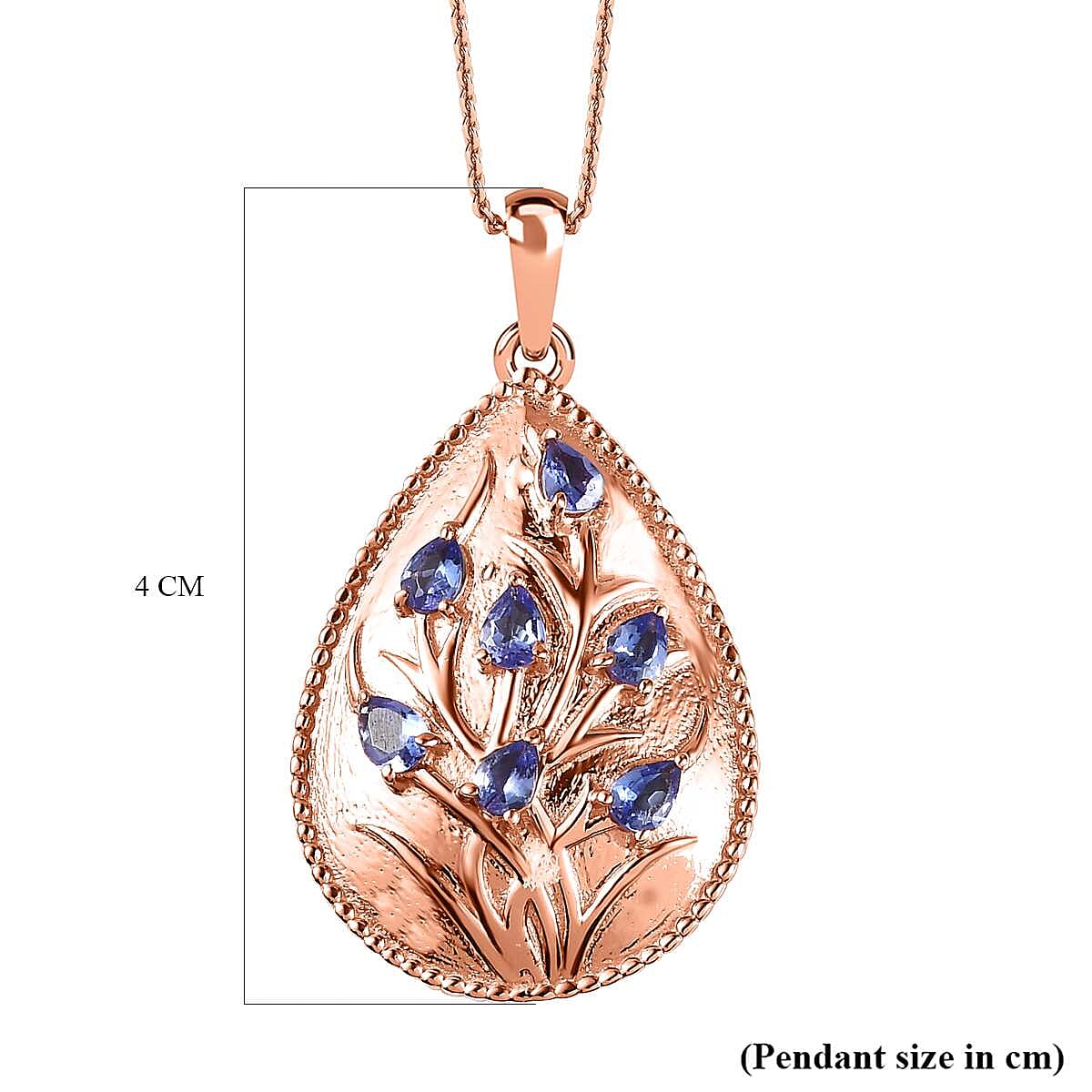 Tanzanite Pendant with Chain (Size 20) in Vermeil RG Sterling Silver  Wt. 8.3 Gms  0.980  Ct.