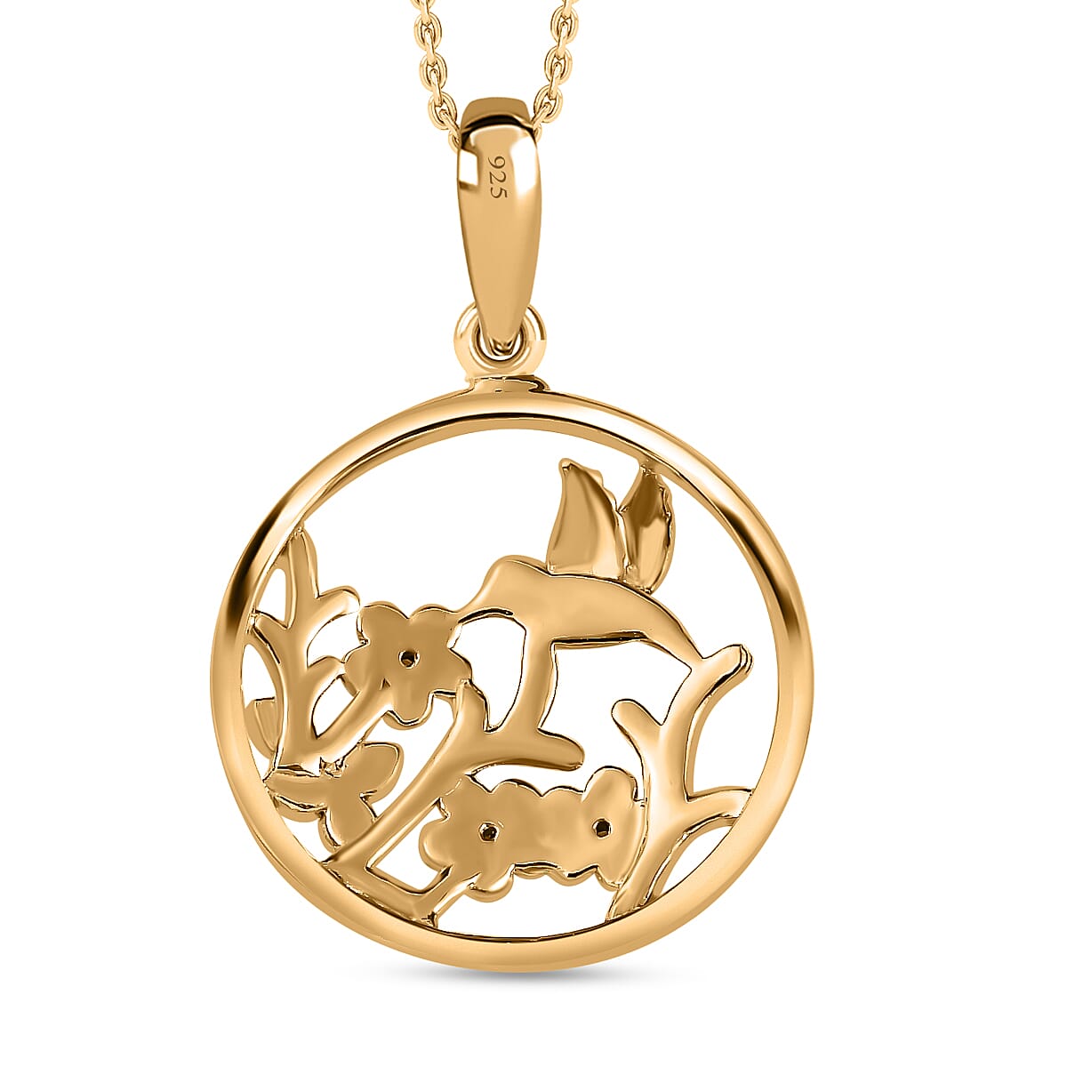 Natural Zircon Three Tone Pendant with Chain (Size 20) in Sterling Silver