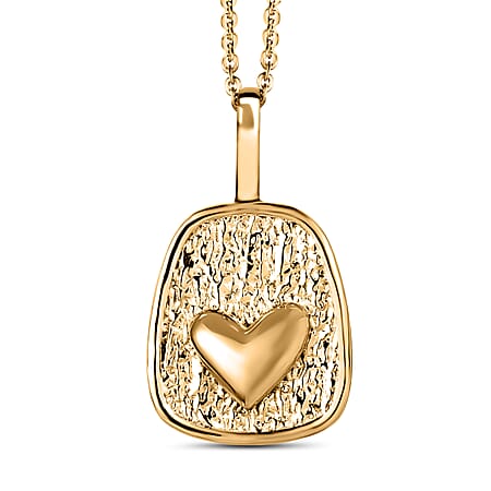 Waterproof Heart Pendant with Chain (Size 20) in 18K Vermeil Yellow Gold Plating Sterling Silver Wt. 5.8 Gms