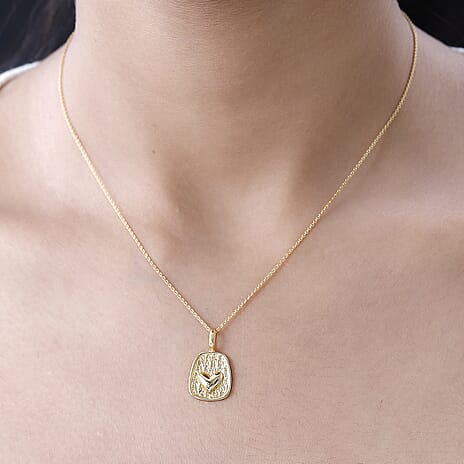 Heart Pendant with Chain (Size 20) in 18K Vermeil Yellow Gold Plated Sterling Silver