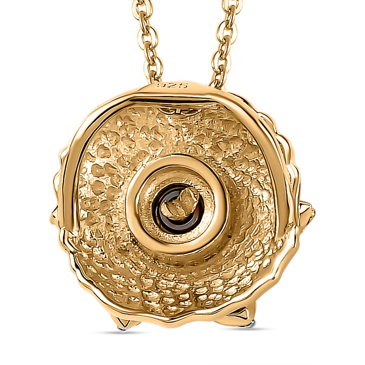 African Ruby & Natural Zircon Floral Pendant with Chain (Size 20) in 18K YG Vermeil Plated Sterling Silver, Silver Wt. 5.87 GM