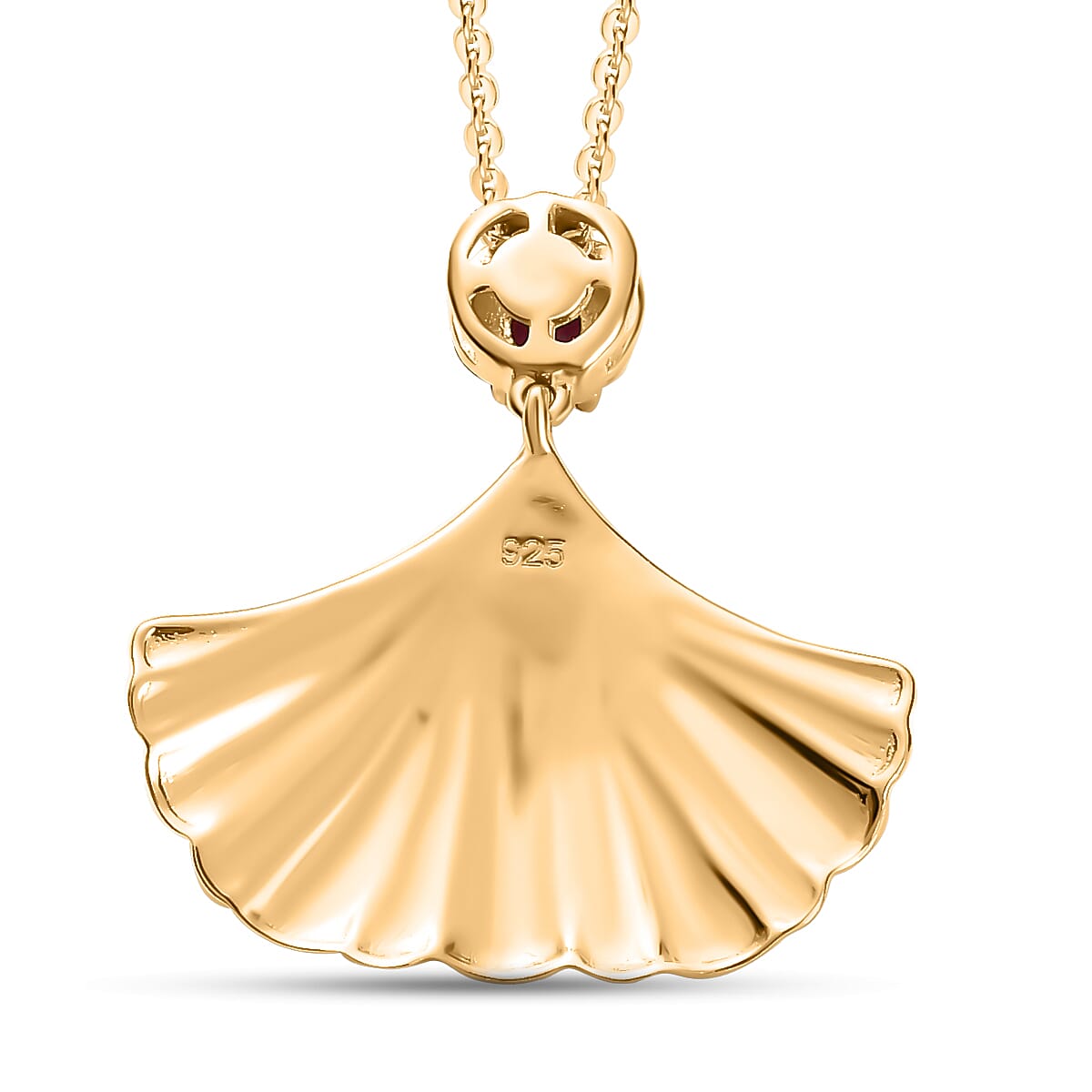 African Ruby Pendant with Chain (Size 20) in 18K Vermeil Yellow Gold Plated Sterling Silver, Silver Wt. 7.10 Gms