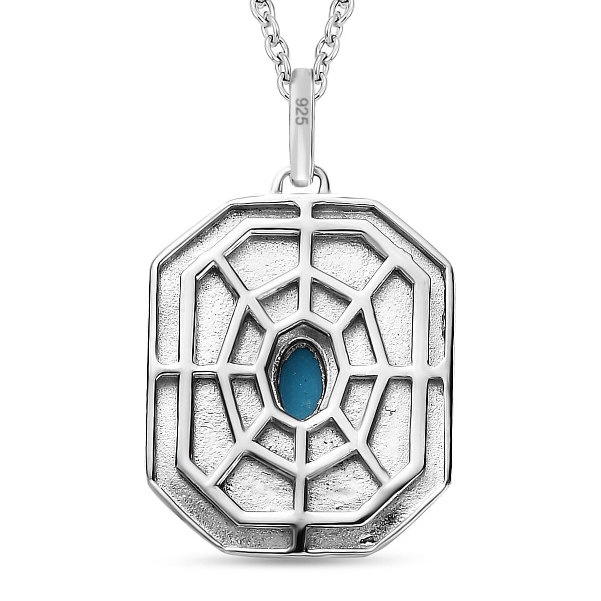 Arizona Sleeping Beauty Turquoise Solitaire Pendant in Platinum Overlay Sterling Silver with Chain (Size 20)