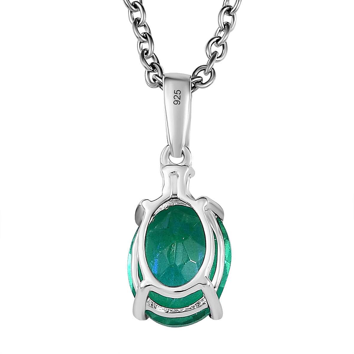 Peacock Triplet Quartz & Natural Zircon Sterling Silver Pendant with Stainless Steel Chain (Size 20) 2.22 Ct.