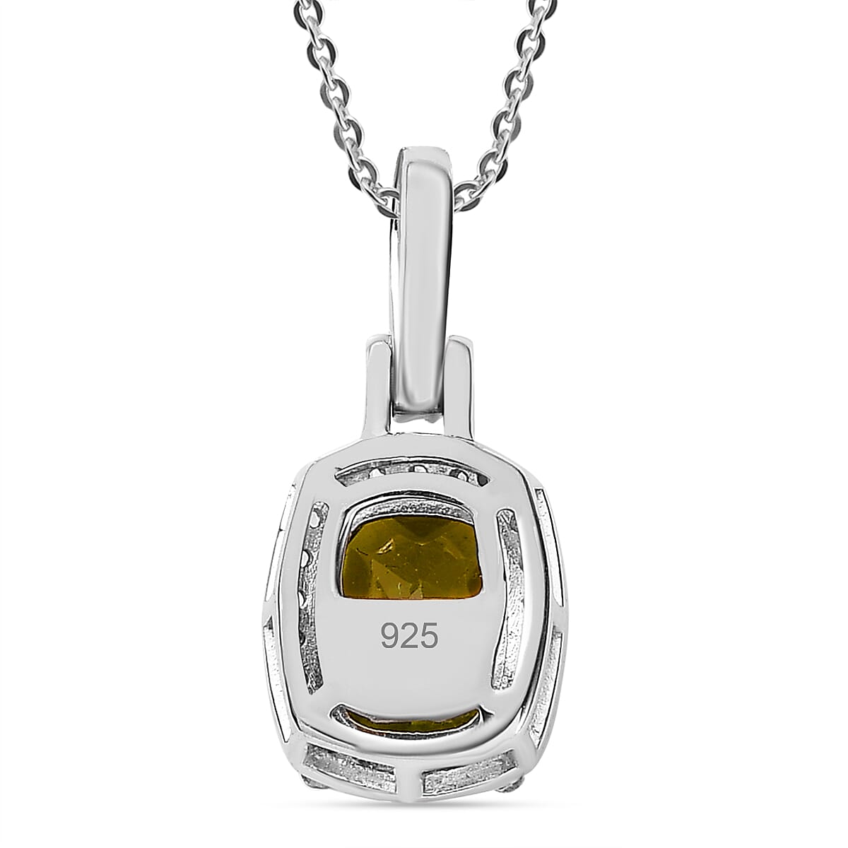 Rare Vesuvianite and Natural Zircon Pendant with Chain (Size-20) in Platinum Overlay Sterling Silver 1.75 Ct.