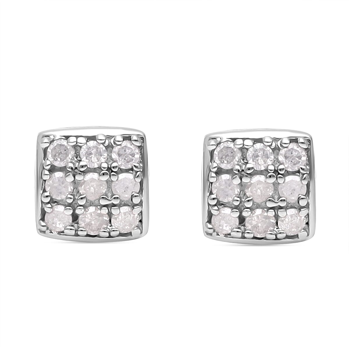 2 Piece Set - Diamond Earrings & Pendant with Chain (Size 18) in Platinum Overlay Sterling Silver