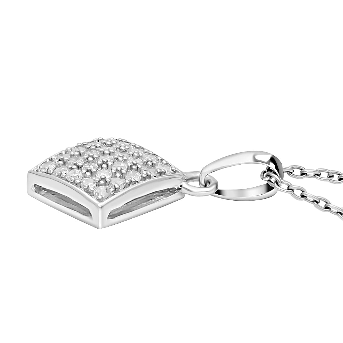 2 Piece Set - Diamond Earrings & Pendant with Chain (Size 18) in Platinum Overlay Sterling Silver