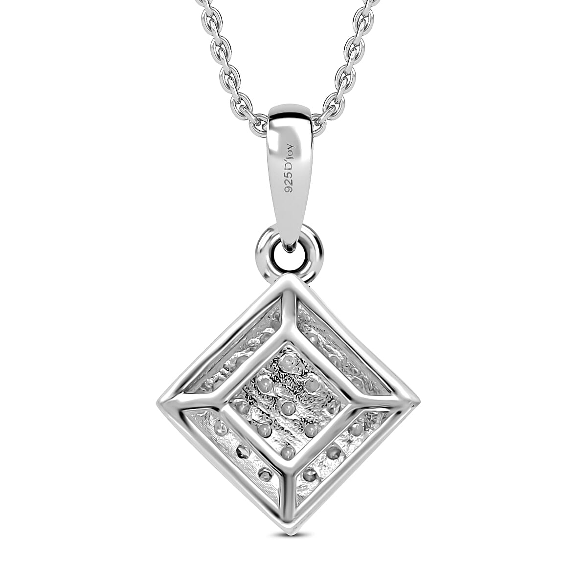 2 Piece Set - Diamond Earrings & Pendant with Chain (Size 18) in Platinum Overlay Sterling Silver