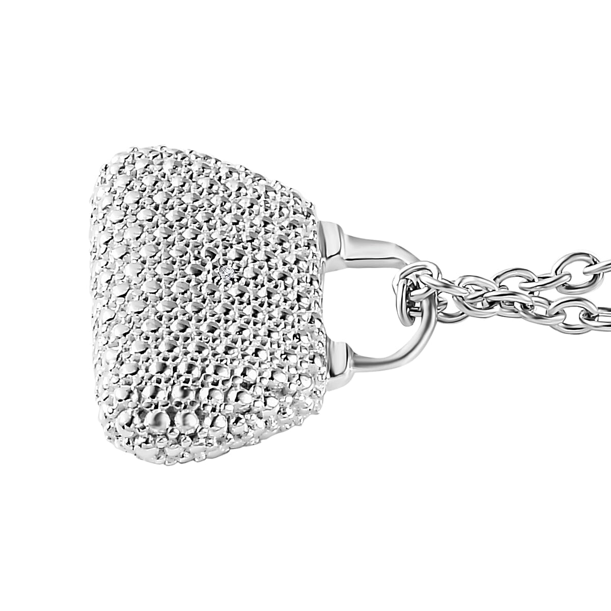 Diamond Sterling Silver Handbag Pendant with Free Chain (Size 20)