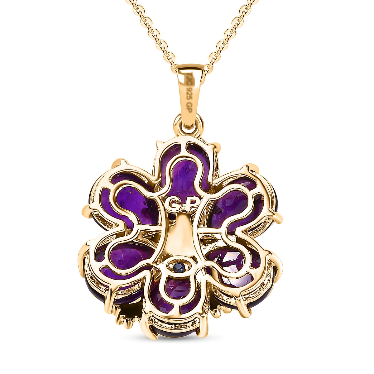 GP Italian Garden Collection - Amethyst, Natural Zircon, Natural Chrome Diopside & Multigemstone Pendant with Chain (Size 20) in 18K YG Vermeil Plated Sterling Silver 17.02 Ct, Silver Wt. 8.55 Gms
