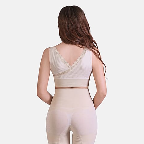 Set of 2 - SANKOM Patent Premium Bra With Lace (Size XL-XXL) - Ivory & Beige
