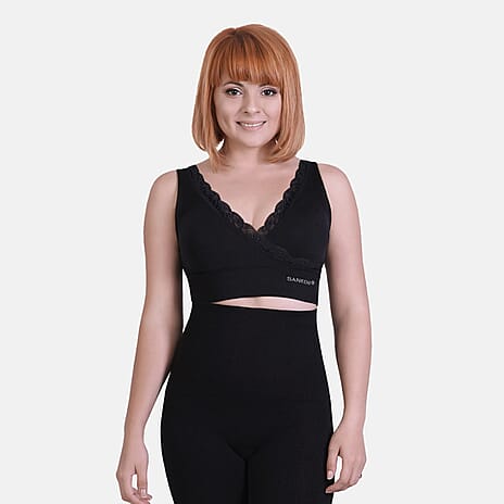 Set of 2 - SANKOM Patent Premium Bra With Lace (Size 8) - Grey (Bamboo Infused) & Black (Aloe Vera Infused)