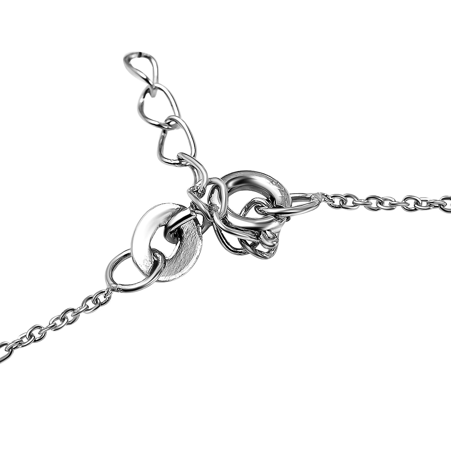 Blue & White Diamond Heart Pendant with Chain (Size 20) in Platinum Overlay Sterling Silver 0.16 Ct