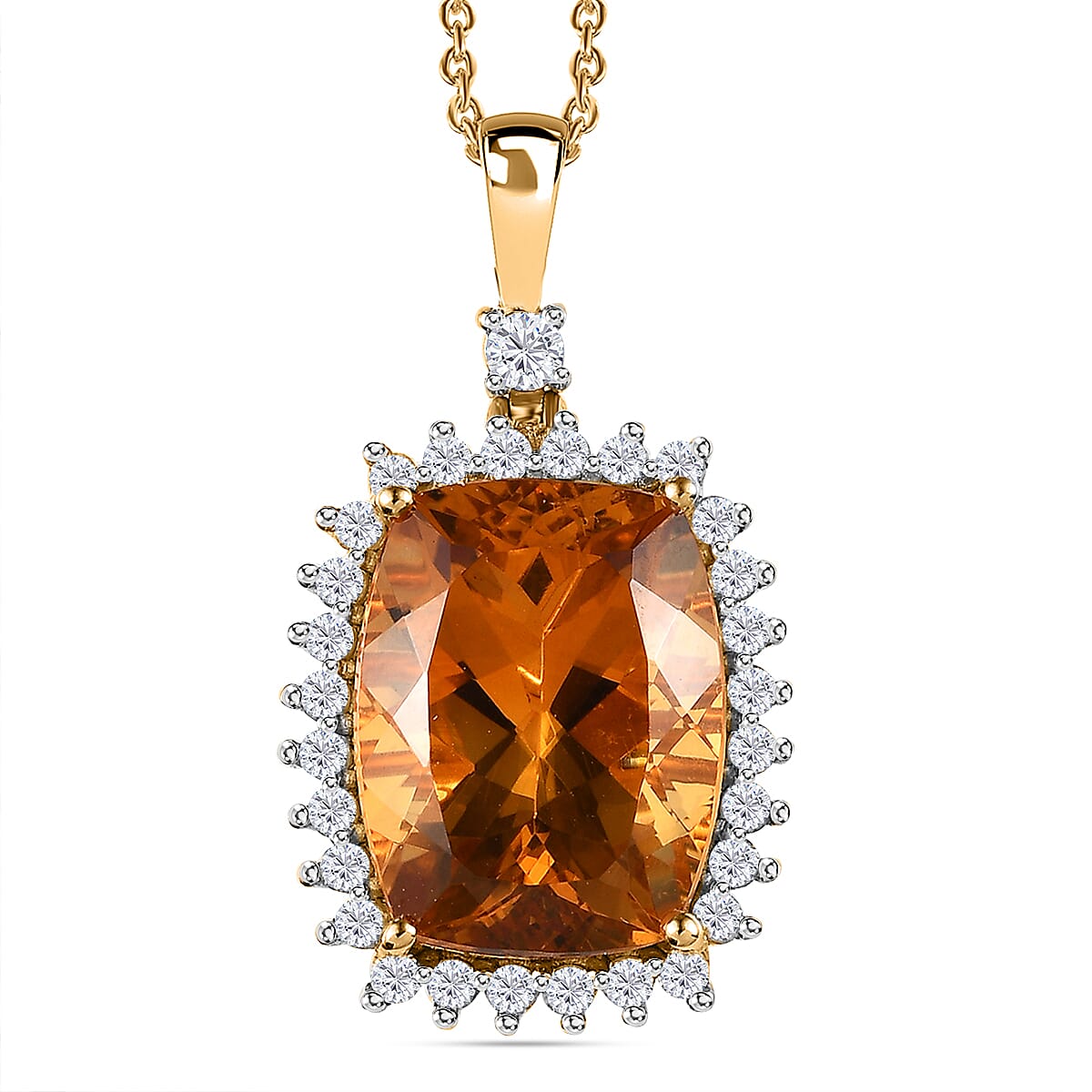 Serra Gaucha Citrine & Natural Zircon Pendant with Chain (Size 20) 17.90 Ct, Silver Wt 7.64 GM