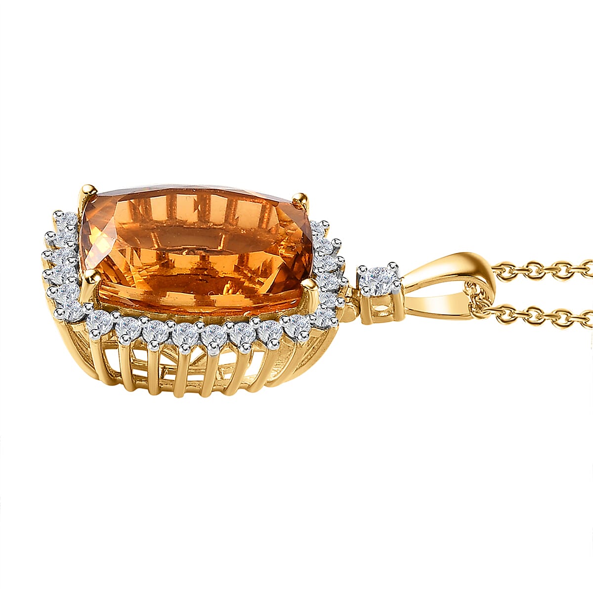 Serra Gaucha Citrine & Natural Zircon Pendant with Chain (Size 20) 17.90 Ct, Silver Wt 7.64 GM
