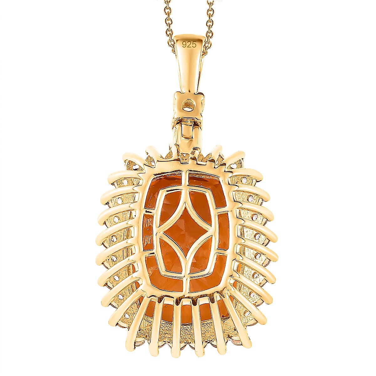 Serra Gaucha Citrine & Natural Zircon Pendant with Chain (Size 20) 17.90 Ct, Silver Wt 7.64 GM