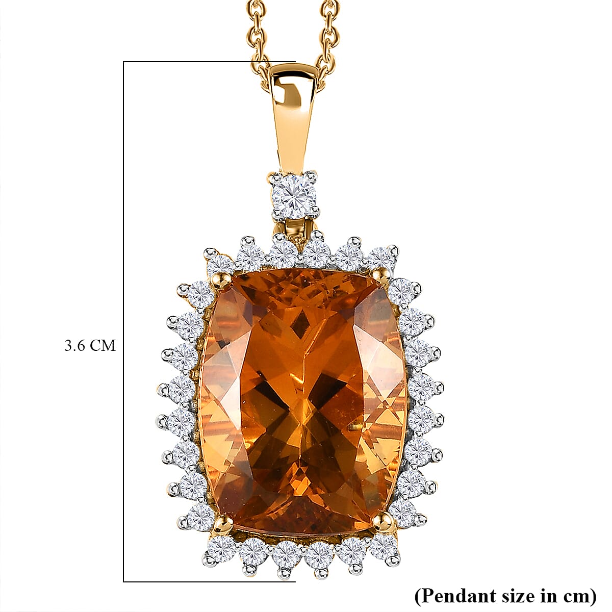 Serra Gaucha Citrine & Natural Zircon Pendant with Chain (Size 20) 17.90 Ct, Silver Wt 7.64 GM