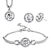 3 Piece Set - White Crystal Necklace, Bracelet and Earrings in Silvertone with Jewellery Box