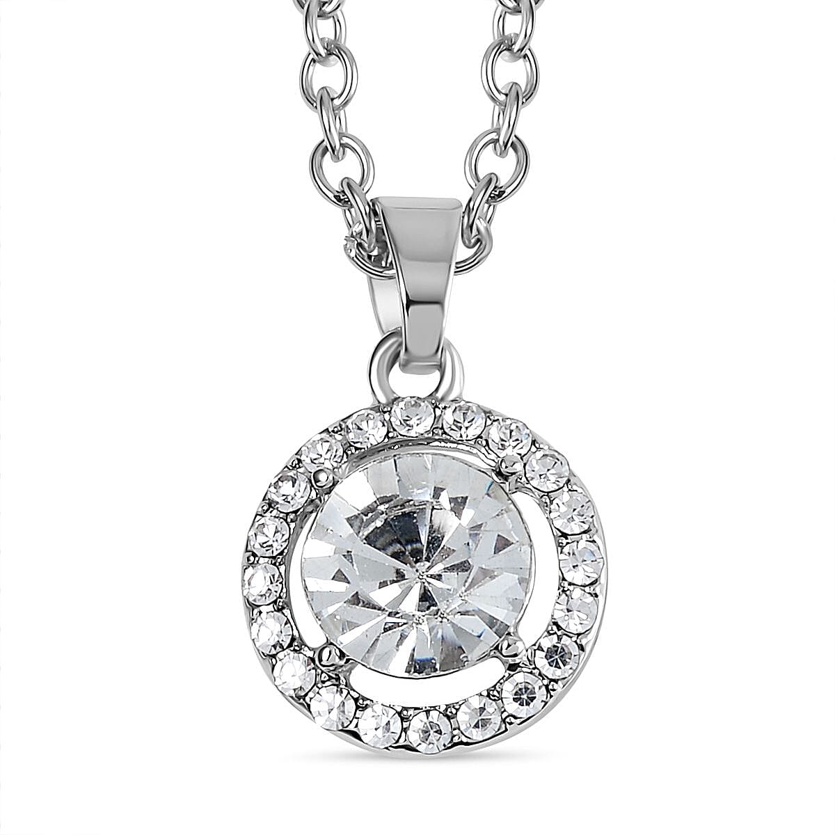 3 Piece Set - White Austrian Crystal Necklace, Bracelet and Earrings with Jewellery Box in Silver Tone