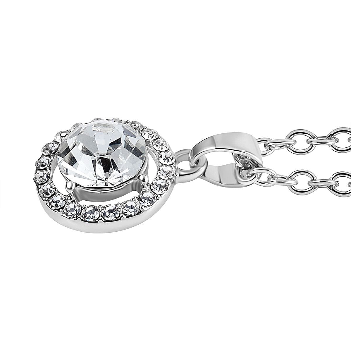 3 Piece Set - White Austrian Crystal Necklace, Bracelet and Earrings with Jewellery Box in Silver Tone